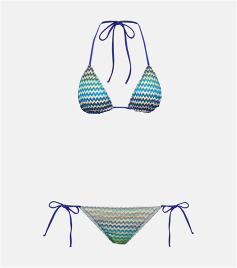 Missoni Zig Zag Triangle Low Rise Bikini In Blue Lyst