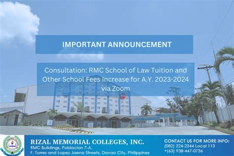 Consultation: RMC School of Law Tuition and Other School Fees Increase for A.Y. 2023-2024 via ...