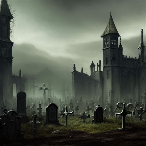 A Fancy Landscape Of A Medieval Graveyard With A Plague Doctor In The Middle · Creative Fabrica