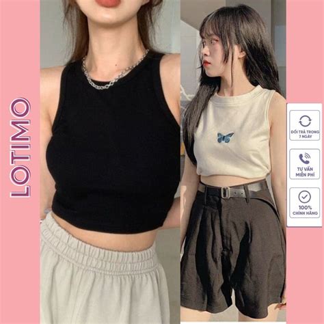 Áo croptop nữ LOTIMO croptop ba lỗ ngược kiểu ôm body sát nách thể thao