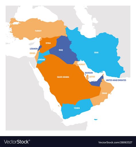 West asia region map countries in western asia Vector Image