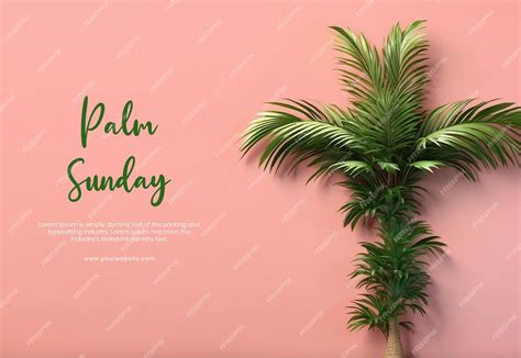 Premium Psd Palm Sunday Concept Premium Palm Tree On The Right Side Of The Canvas On Light Red