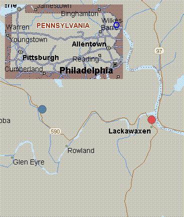 Map for Lackawaxen River, Pennsylvania, white water, Above Delaware confluence