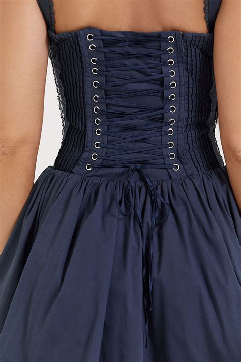 Sexy Lace Square Neck Tie Front Lace Up Back Drop Waist Mini Sundress