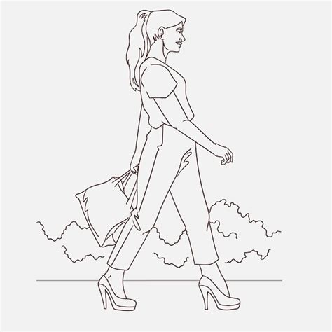 Free Vector Hand Drawn Woman Walking Drawing Illustration