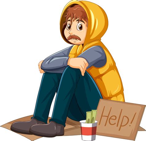 Homeless Man Cartoon Character 7637447 Vector Art At Vecteezy