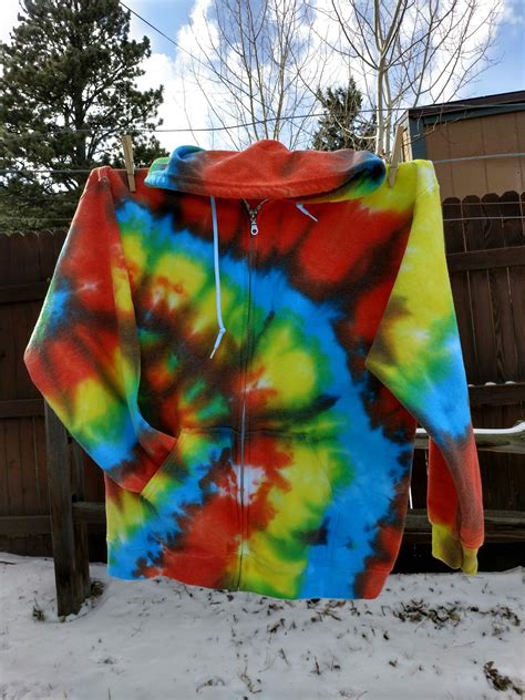 Tie Dye Zippered Sweatshirt Large Etsy Uk