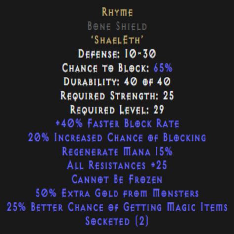 Buy D2r Rhyme Bone Shield Diablo 2 Resurrected D2r Item Shop D2rgear