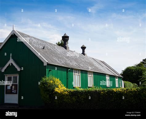 Corrugated Metal Green Village Hall Stock Photo Alamy