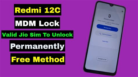 Xiaomi Redmi C Mdm Lock Please Insert A Valid Jio Sim To Unlock This