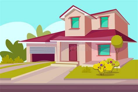 Residential House Flat Vector Illustration Stock Vector Illustration