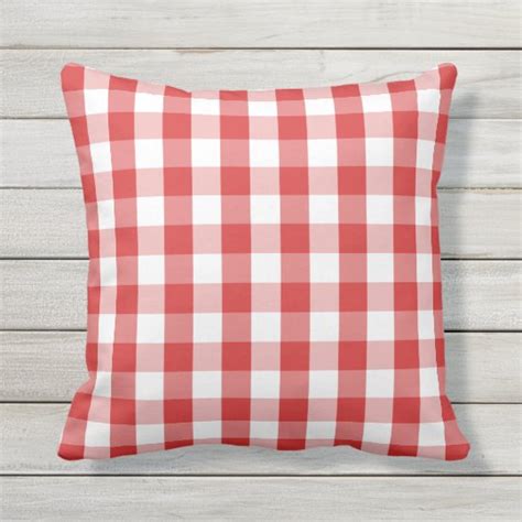 Elegant Red Gingham Pattern Throw Pillow Zazzle