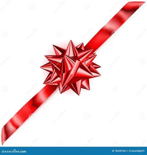 Shiny Bow With Diagonally Ribbon Stock Vector Illustration Of Gift