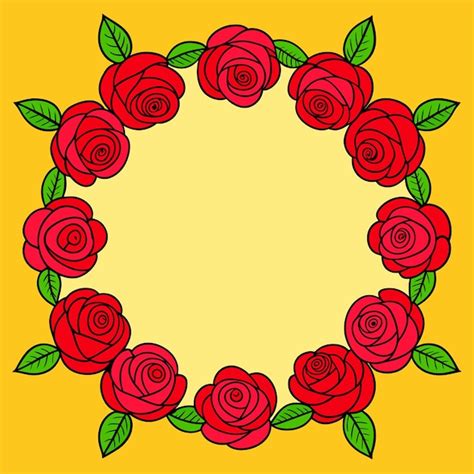 Premium Vector Round Frame Of Realistic Red Roses Vector Illustration