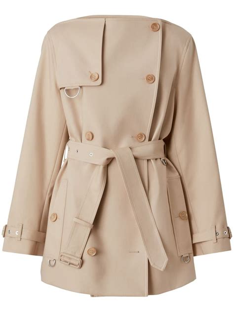 Burberry Cotton Gabardine Cropped Trench Coat In Nude Modesens