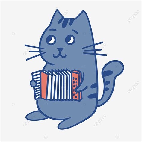 Músico De Gato Azul Tocando El Acordeón Png Gato Acordeón Lindo