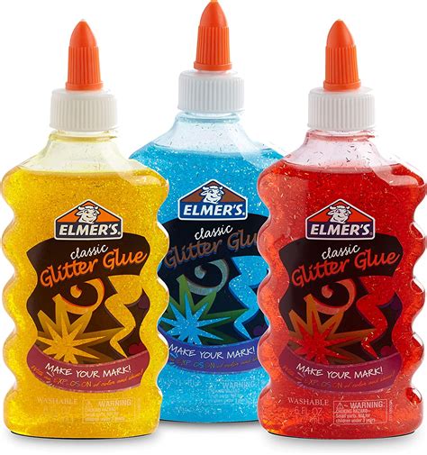 Elmer S Classic Glitter Glue 6 Ounces Assorted Primary Colors Set Of 3 E317