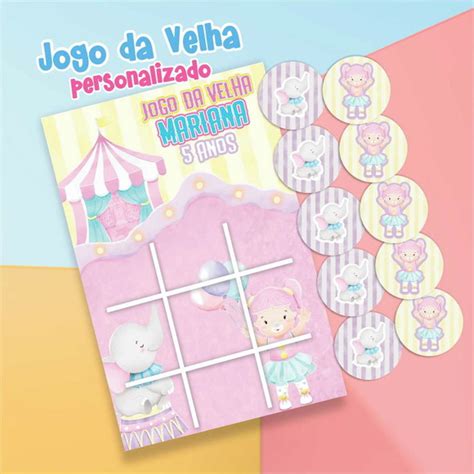 Jogo Da Velha Personalizado Circo Rosa Mod Elo