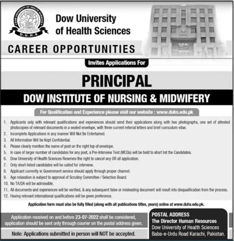 Dow University Of Health Sciences Duhs Karachi Jobs Job