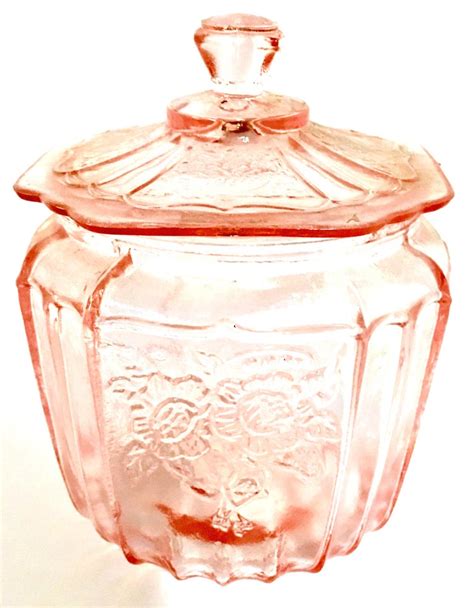 Mid 20th Century American Pink Depression Glass Lidded Cookie Jar At 1stdibs Pink Depression