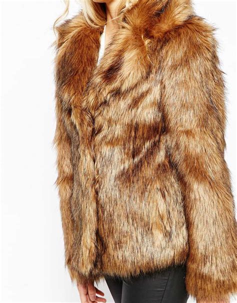 Lyst Oasis Faux Fur Coat In Brown