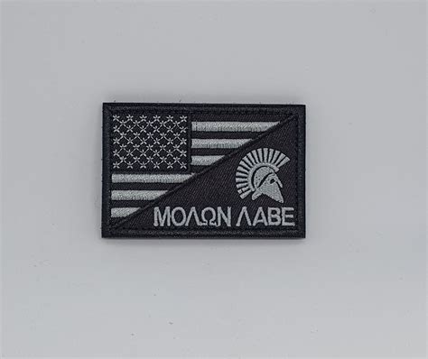 Molon Labe Spartan Head Usa Flag Stars Stripes Embroidered Hook And Loop Tactical Morale Patch