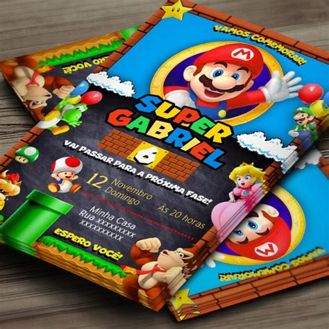 Convite Digital Super Mario Mod Montando A Sua Festa Oficial