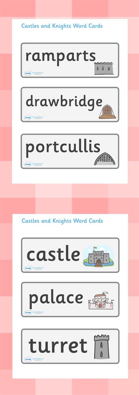 Castles And Knights Word Cards Word Cards Castles Topic Castle