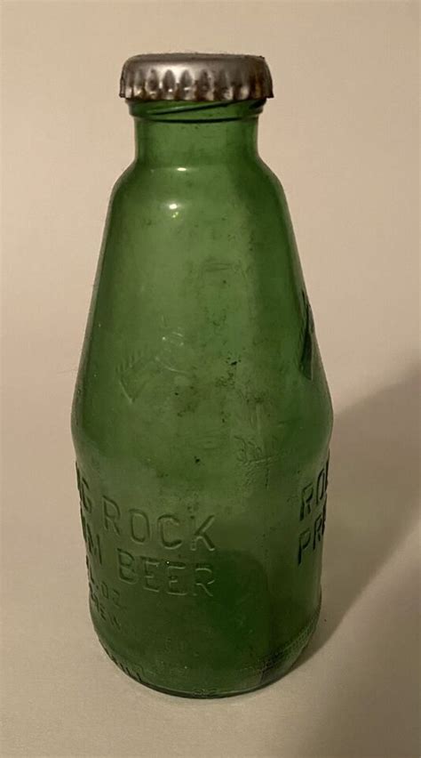 Rolling Rock Vintage Green Glass Beer Bottle With Cap 7 Fl Ounces