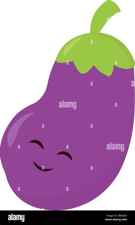 Cute Eggplant Illustration Vector On White Background Stock Vector