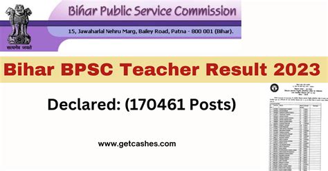 Bihar Bpsc Teacher Result 2023 Declared Check Now