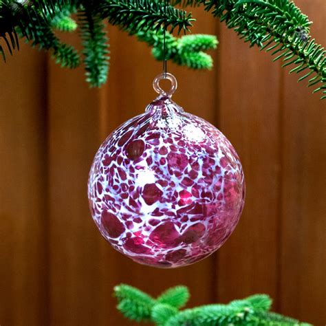 Hand Blown Glass Ornament Pink White Powder Suncatcher Etsy