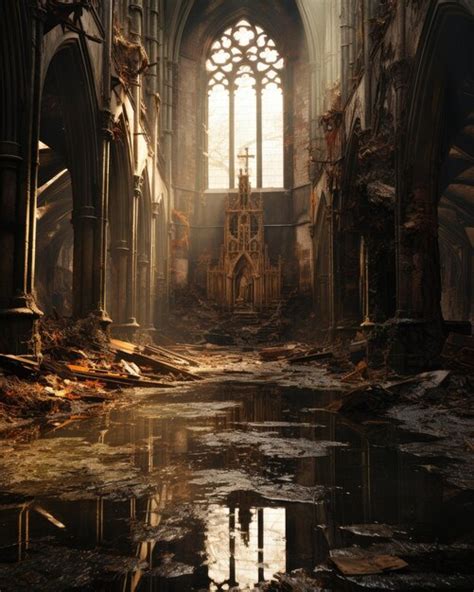 Una Pintura De Una Iglesia Con Un Reflejo De La Catedral En El Agua