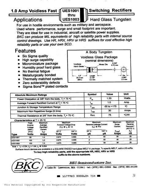 Ues Bkc Rectifiers Hoja De Datos Ficha T Cnica Distribuidor