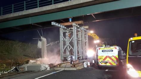 M6 Bridge Propped Up After Lorry Crash In Lancashire Bbc News