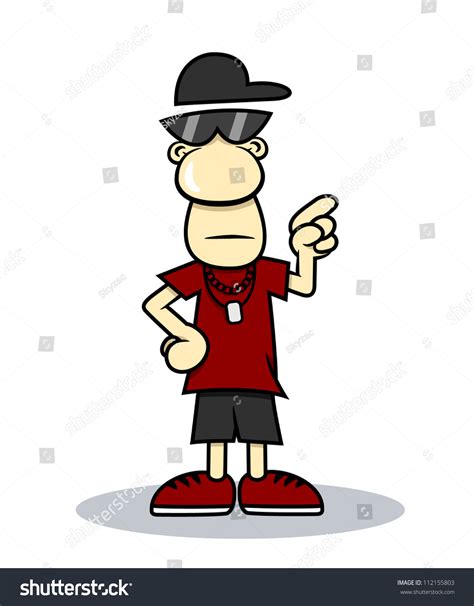 Punk Wearing Sunglasses And Hat Is Pointing At Something Stock Vector Illustration 112155803