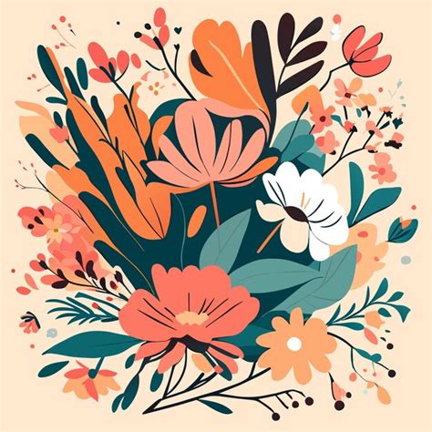 Premium Vector Whimsical Handdrawn Floral Vector