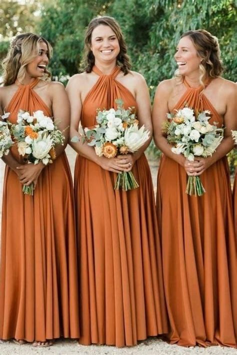 Halter Ginger Bridesmaid Dresses Long Chiffon Skirt Padrinhos De