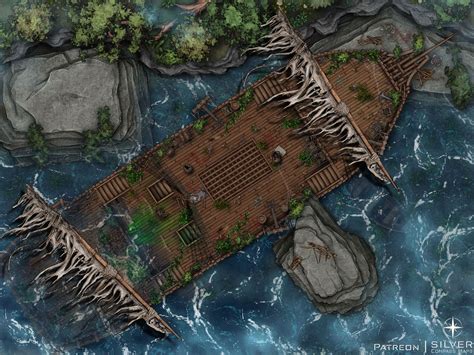 Battlemap Shipwreck Battlemap Fantasymaps Fantasy Map Dungeon Porn