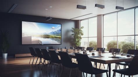 Premium Photo | Large Conference Room With WallMounted Screen