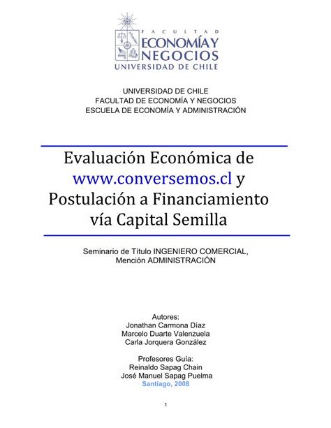 Pdf Tesis Evaluaci N Econ Mica De Y Postulaci Que Corresponden A