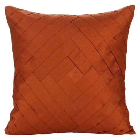 Solid Rust Pillow Cover Rust Pleated Throw Pillow Solid Rust