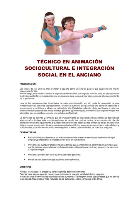 Técnico en animación sociocultural e integración social en el anciano PDF