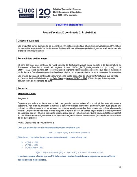 Fonaments Estadistica Sol Pac Estudis Deconomia I Empresa