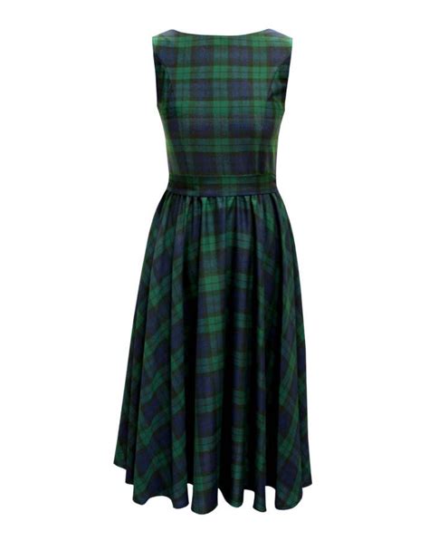 Black Watch Tartan Vintage Style Swing Dress Tartan Dress Vintage