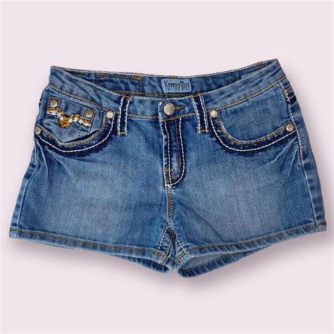 Y2k Denim Booty Shorts Contrast Stitch Embroidery By Gem