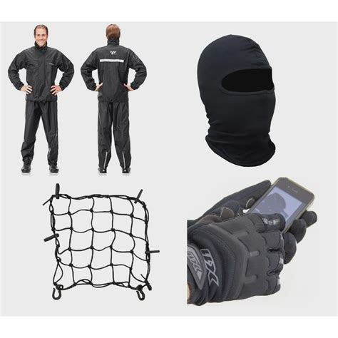 Combo Capa Roupa Chuva Luva X11 Fit Frio Inverno Capuz Touca Ninja