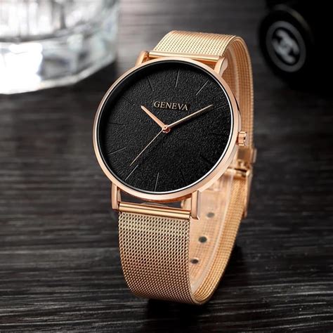 Женские часы Geneva Classic steel watch розовое золото, жіночий ...
