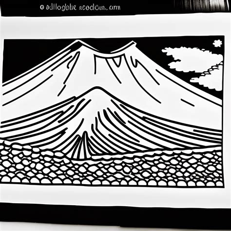 Digital Graphic Mount Fuji Coloring Page Black and White · Creative Fabrica