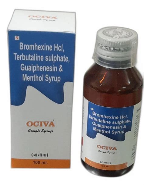 Ociva Bromhexine Hcl Terbutaline Sulphate Guaiphenesin Menthol Syrup